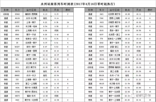 江永火车时刻表最新详解